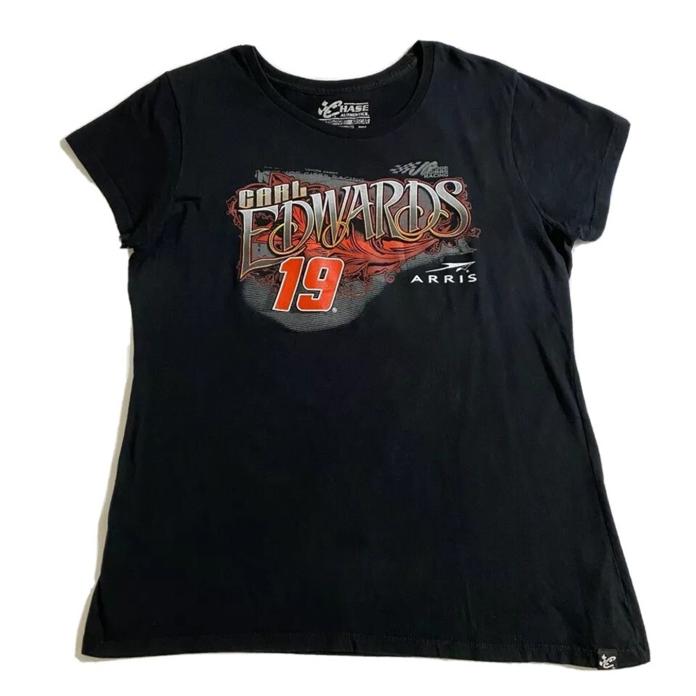 CHASE Carl Edwards Arris 19 Womens T Shirt Size XL Black TEE Shorts Sleeve